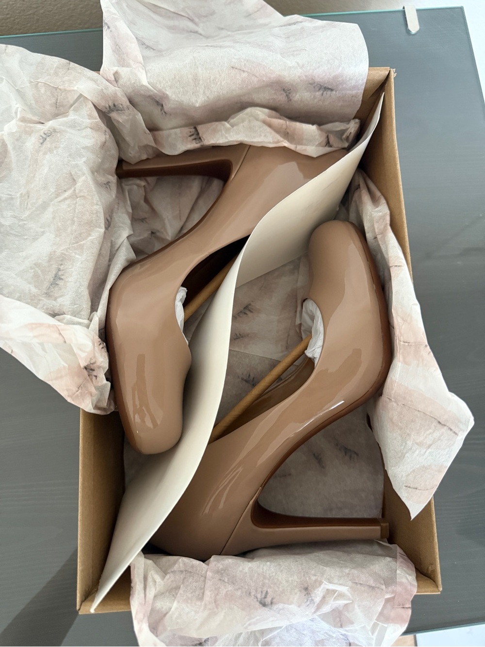 Jessica Simpson Calie Nude Patent Round Toe High Heel Pumps